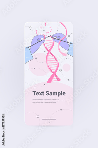 scientist knitting DNA researcher making experiment in lab DNA testing genetic engineering concept