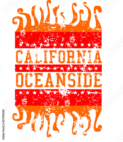 California oceanside beach graphic design vector art
