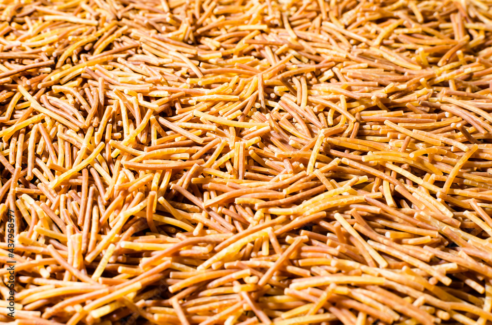 Close-up of cooked polyphosphate noodles Close-up of cooked polyphosphate noodles