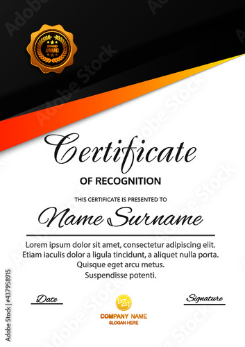 Creative award diploma certificate design