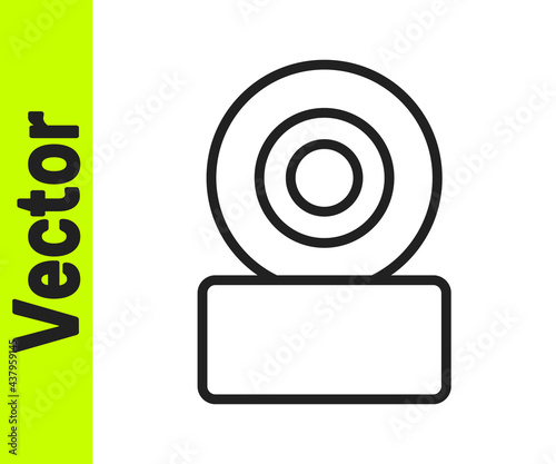 Black line Skateboard wheel icon isolated on white background. Skate wheel. Vector