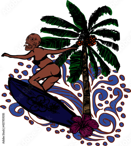 California oceanside beach graphic design vector art