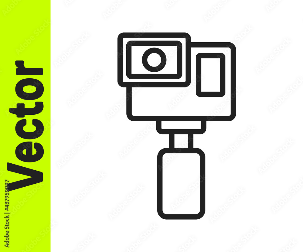 Black line Action extreme camera icon isolated on white background. Video camera equipment for filming extreme sports. Vector Black line Action extreme camera icon isolated on white background. Video camera equipment for filming extreme sports. Vector