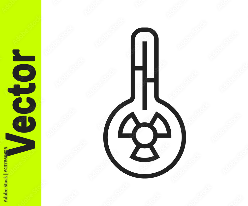 Black line Meteorology thermometer measuring heat and cold icon isolated on white background. Thermometer equipment showing hot or cold weather. Vector Black line Meteorology thermometer measuring heat and cold icon isolated on white background. Thermometer equipment showing hot or cold weather. Vector