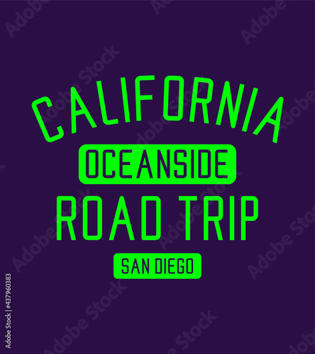 California oceanside beach graphic design vector art