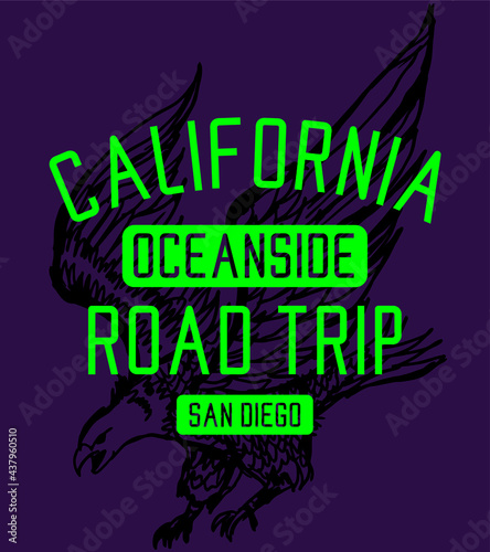 California oceanside beach graphic design vector art