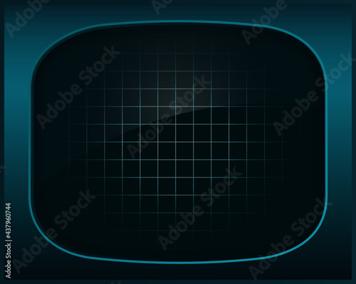 Black mesh screen on retro slot machine template. Vintage computer entertainment with pixel art and simple controls old classic vector arcade game