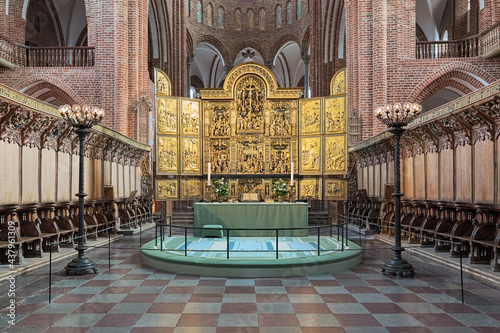 High altar of Roskilde Cathedral, Denmark photo