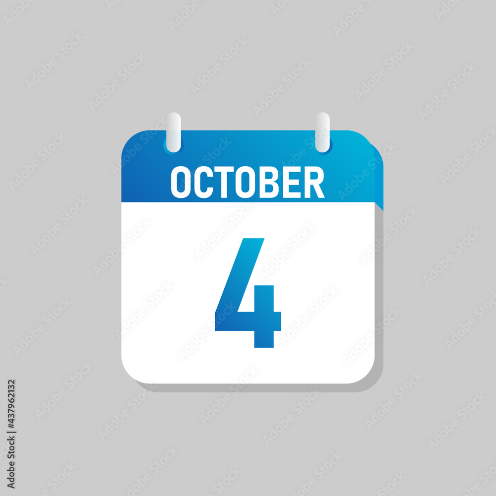White daily calendar Icon October in a Flat Design style. Easy to edit Isolated vector Illustration. White daily calendar Icon October in a Flat Design style. Easy to edit Isolated vector Illustration.
