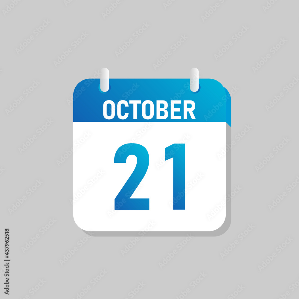White daily calendar Icon October in a Flat Design style. Easy to edit Isolated vector Illustration. White daily calendar Icon October in a Flat Design style. Easy to edit Isolated vector Illustration.
