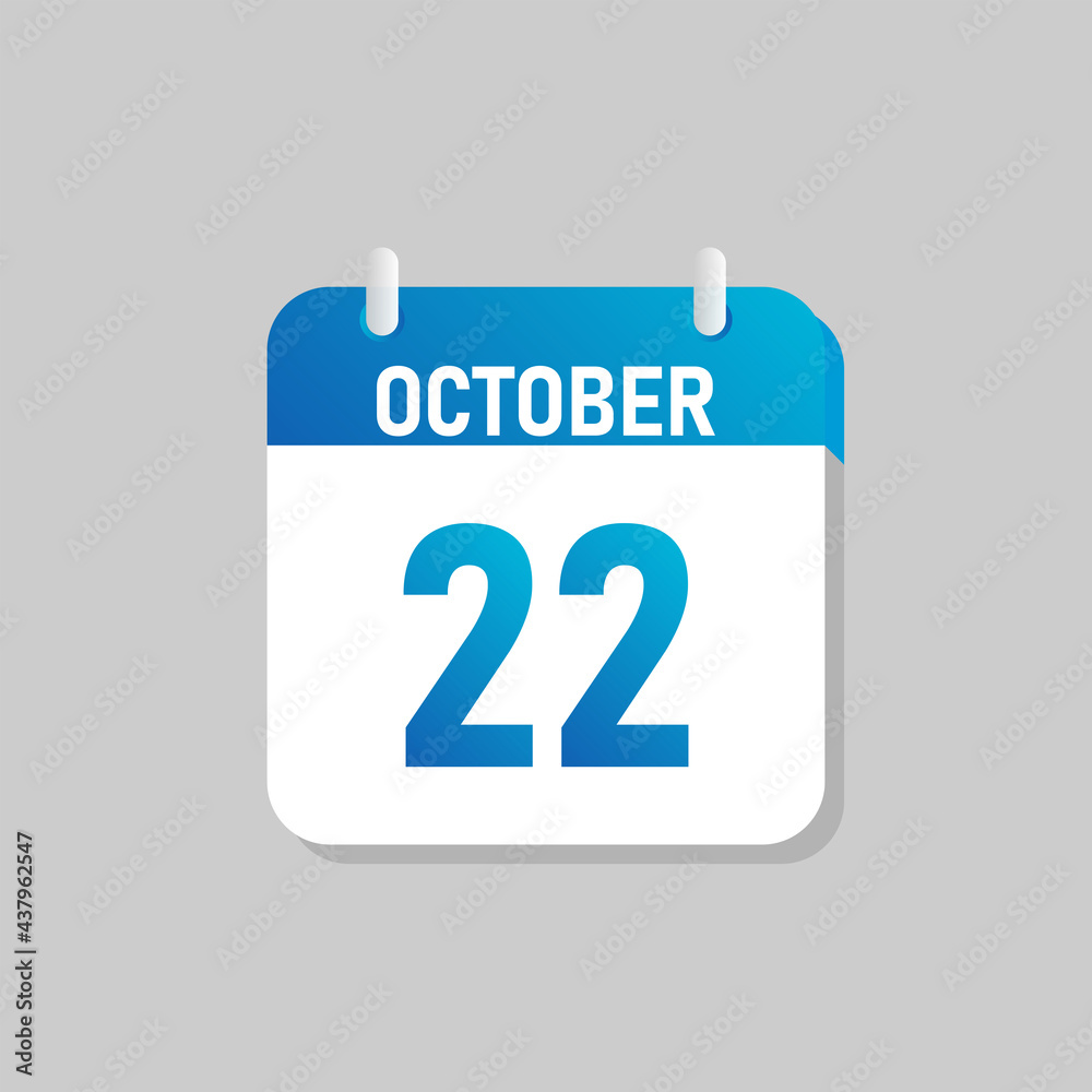 White daily calendar Icon October in a Flat Design style. Easy to edit Isolated vector Illustration.