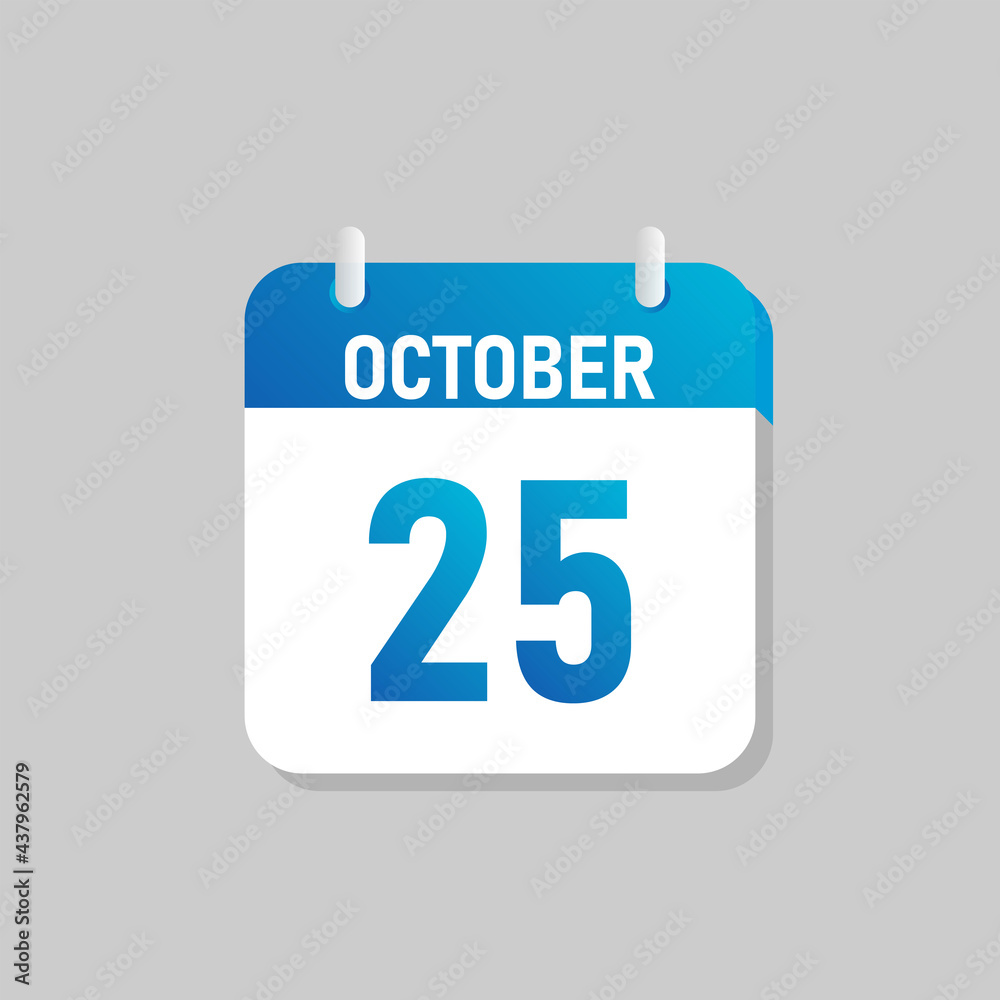 Fototapeta premium White daily calendar Icon October in a Flat Design style. Easy to edit Isolated vector Illustration.