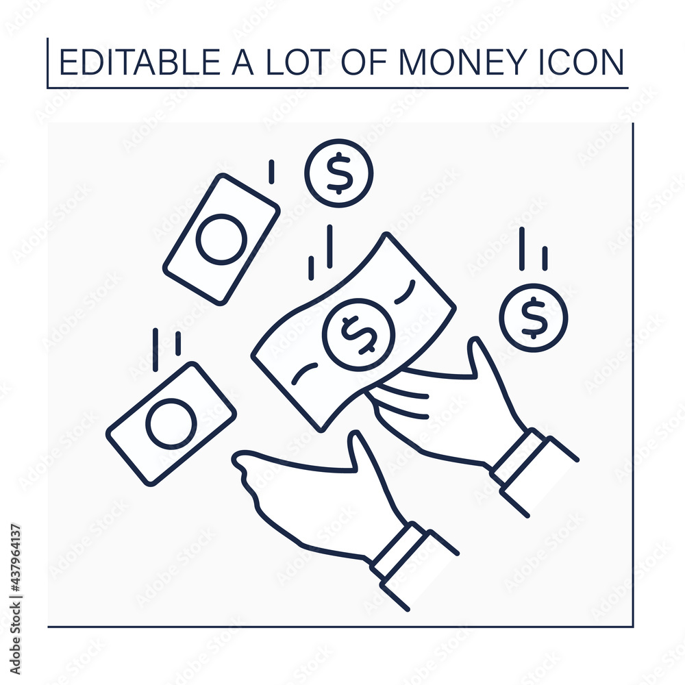Fototapeta premium Money line icon. Attracting money. Jackpot. Saving cash. Business. Wealth concept. Isolated vector illustration.Editable stroke