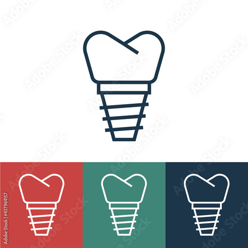 Linear vector icon with denture