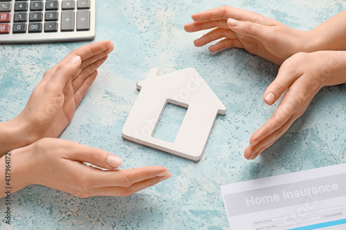 Female hands and house figu...