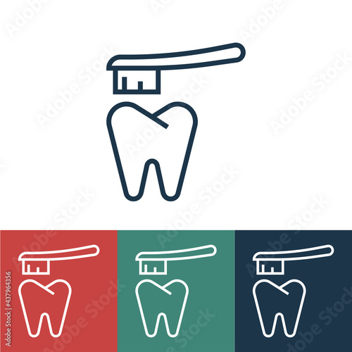 Linear vector icon with tooth cleaning