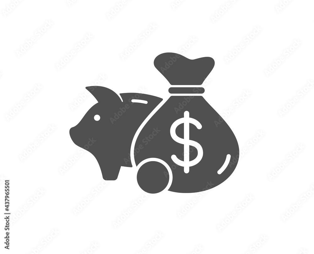 Piggy bank simple icon. Coins money sign. Business savings symbol. Classic flat style. Quality design element. Simple piggy bank icon. Vector
