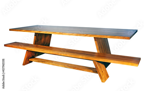 Antique wooden table, isolated on white background