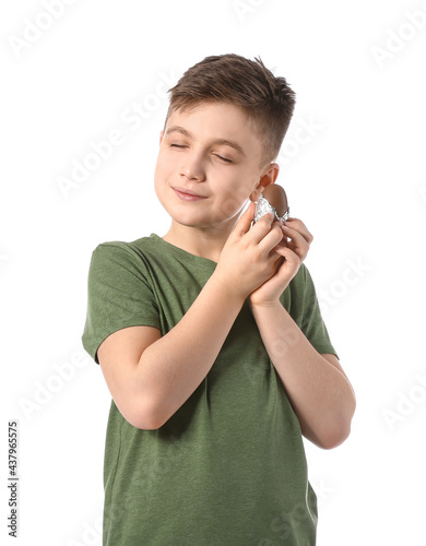 Cute little boy with chocol...