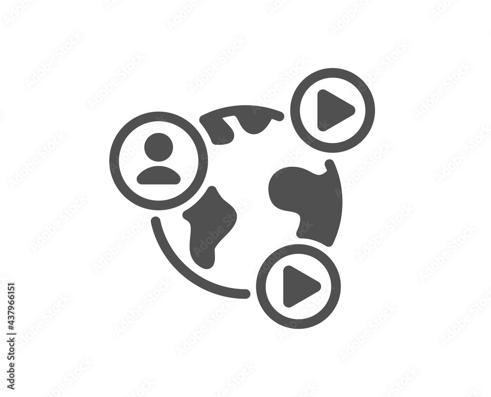 Virtual conference simple icon. Online training sign. Web presentation symbol. Classic flat style. Quality design element. Simple video conference icon. Vector