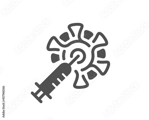 Coronavirus vaccine simple icon. Corona syringe sign. Covid jab symbol. Classic flat style. Quality design element. Simple coronavirus vaccine icon. Vector