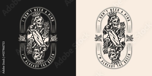 Queen for playing cards vintage emblem