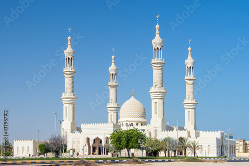 view to central arabic mosque in center of Ras Al Khaimah city in UAE