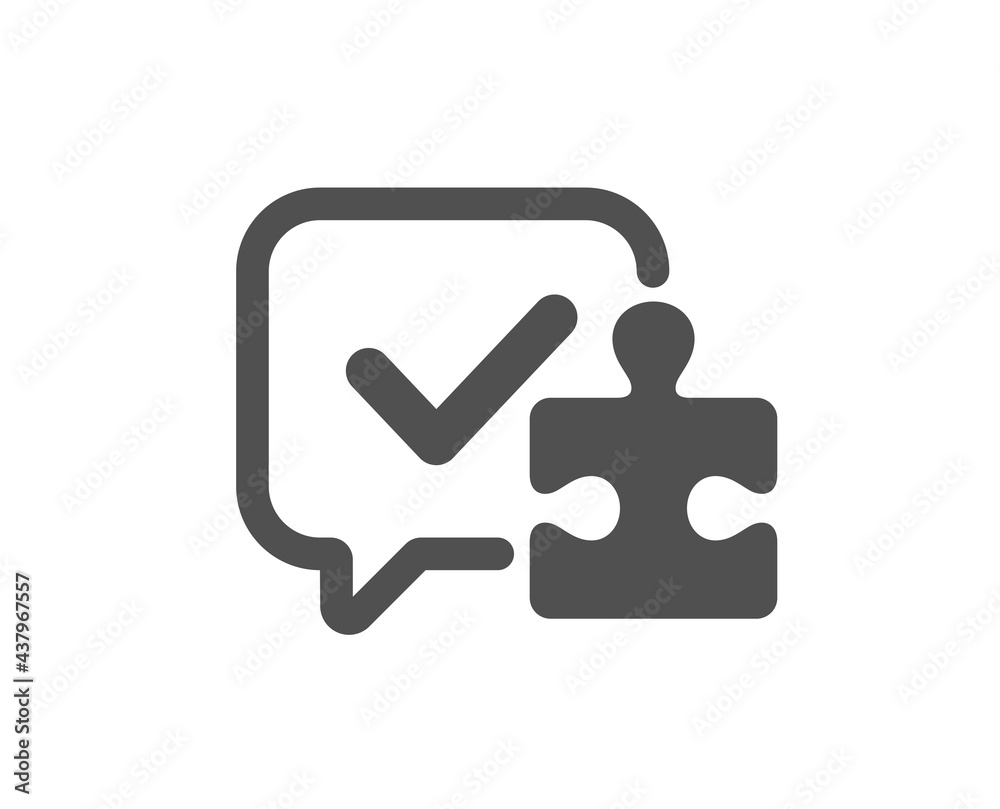 Puzzle simple icon. Jigsaw piece with chat bubble sign. Business challenge symbol. Classic flat style. Quality design element. Simple puzzle icon. Vector Puzzle simple icon. Jigsaw piece with chat bubble sign. Business challenge symbol. Classic flat style. Quality design element. Simple puzzle icon. Vector
