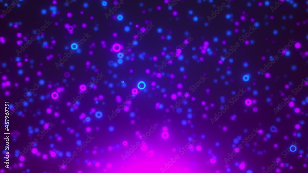 Flickering microscopic circles smoothly scattering in space. Aftermath of supernova 3d render explosion with stardust floating in space. Futuristic molecules in digital festive blur. Flickering microscopic circles smoothly scattering in space. Aftermath of supernova 3d render explosion with stardust floating in space. Futuristic molecules in digital festive blur.
