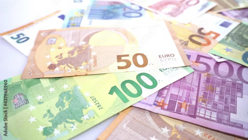 Bargeld Euro Geldscheine Anlage - Banknoten Kamerafahrt Bargeld Euro Geldscheine Anlage - Banknoten Kamerafahrt