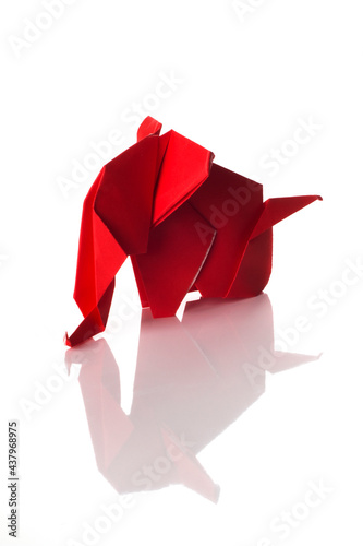 Photography Origami elephants isolated on white background