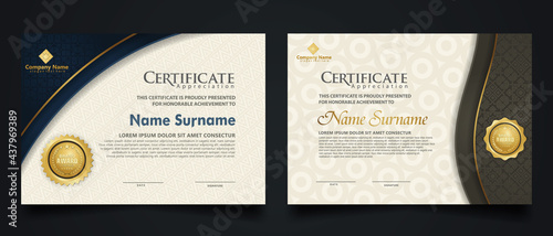 Luxury certificate template with elegant corner frame and realistic texture pattern, diploma Vector illustration