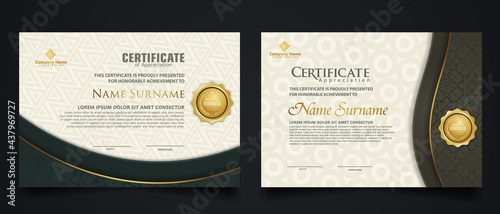 Luxury certificate template with elegant corner frame and realistic texture pattern, diploma Vector illustration