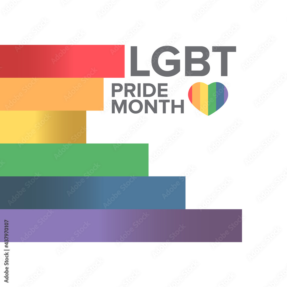 Happy pride month square banner with pride color striped ribbon flag isolated on white background. LGBT Pride month or pride day poster, invitation party card modern style design template. Happy pride month square banner with pride color striped ribbon flag isolated on white background. LGBT Pride month or pride day poster, invitation party card modern style design template.