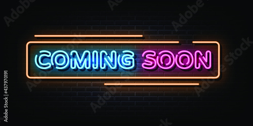 Coming soon neon sign. neon symbol