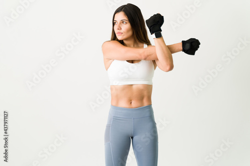 Fitness woman ready to work out her abs