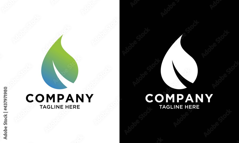Natural Drop Water drop Logo Template on a black and white background. Natural Drop Water drop Logo Template on a black and white background.