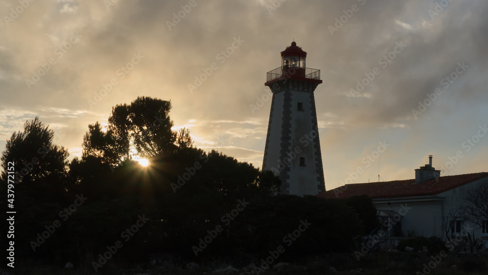 Lighthouse of Leucate under the smooth sunset light in South of France Lighthouse of Leucate under the smooth sunset light in South of France