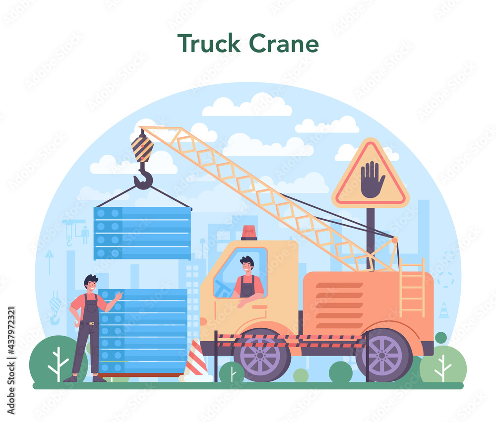 Crane operator concept. Industrial builder at the construction site