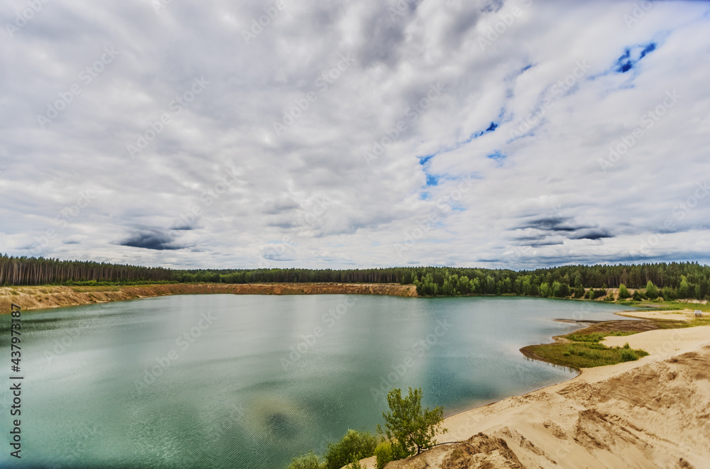 Water quarry on summer day