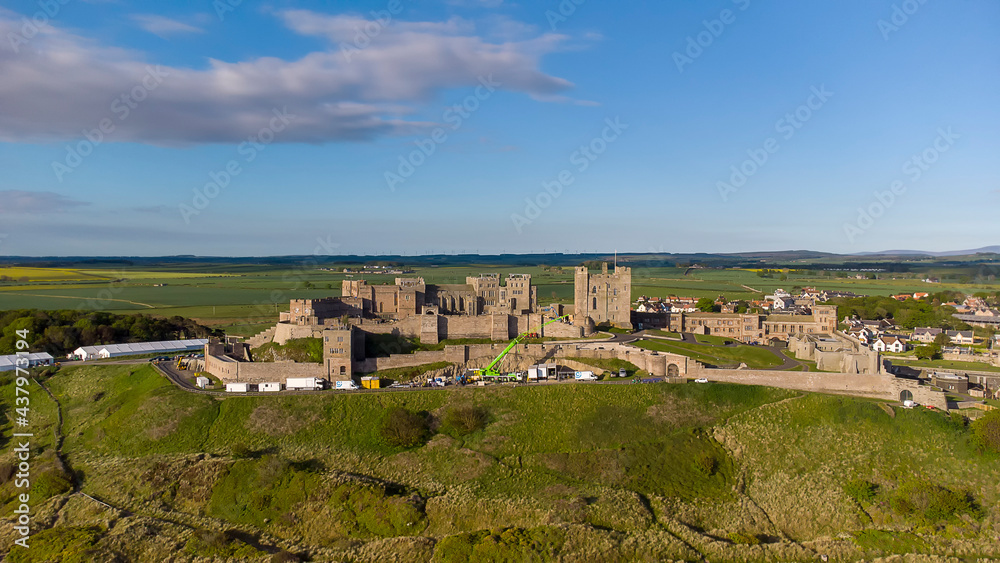 Bamburgh Castle on the coast of Northumberland, UK