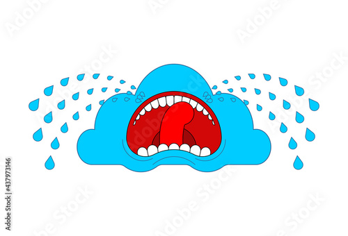 Crying cloud isolated. cloud is crying like rain. vector illustration