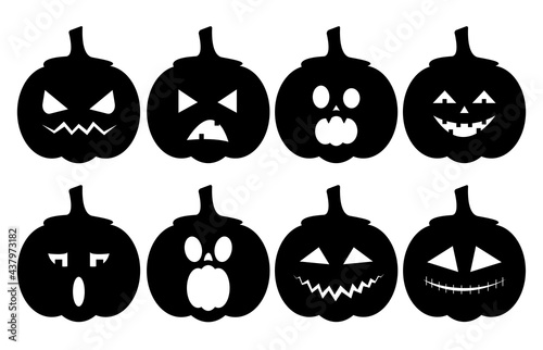 Horrible scary pumpkins for Halloween. Stencil. Silhouette.