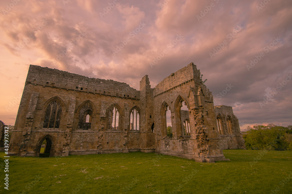 The ruins of Egglestone Abbey near Castle Barnard in County Durham, UK