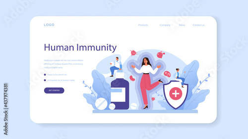 Professional immunologist web banner or landing page. Idea of healthcare