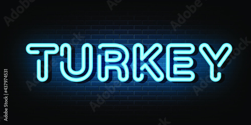 Turkey neon sign. neon symbol