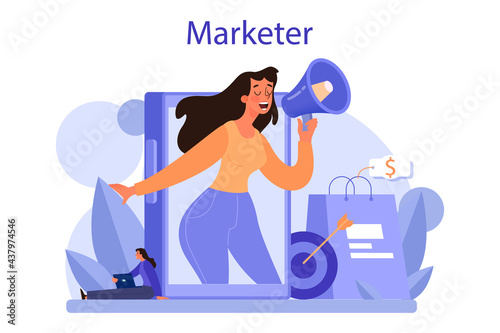 Marketer concept. Advertising and marketing concept. Business strategy