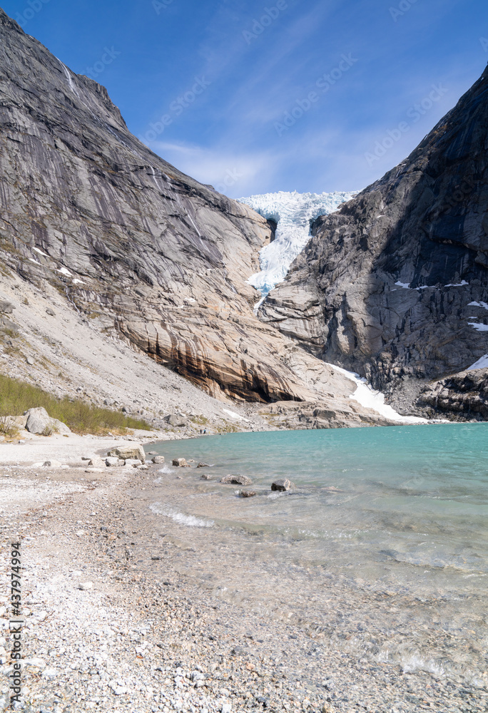Briksdalsbreen, (Briksdal Glacier), one of the most accessible arms of the Jostedalsbreen Glacier in the municipality of Stryn in Vestland county in Norway.
