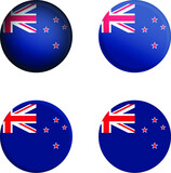 Round Country Flag in different styles disc badge vector illustration New Zealand