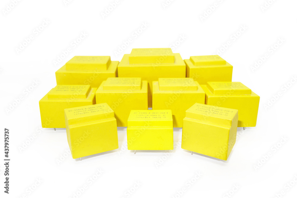 Group of solid state relays or SSR on white background. Objects arranged in lines by size Group of solid state relays or SSR on white background. Objects arranged in lines by size
